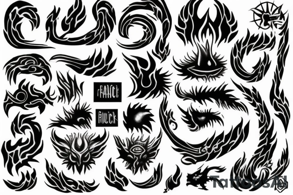 Words with flame tattoo idea