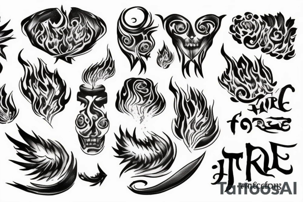 Words with flame tattoo idea