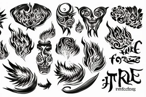 Words with flame tattoo idea