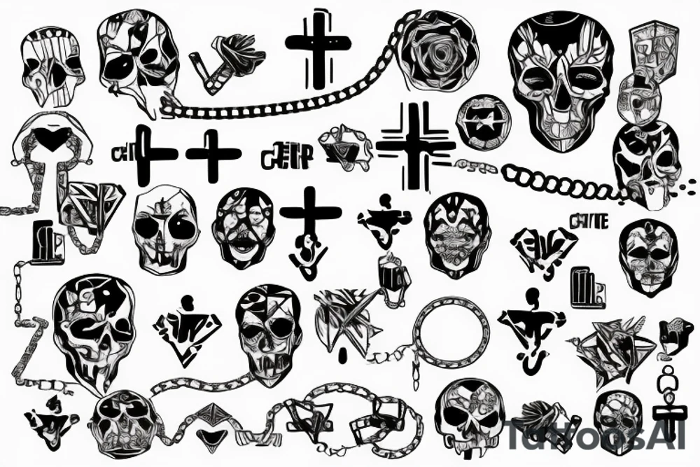cyber-sigilism with crosses and chains tattoo idea