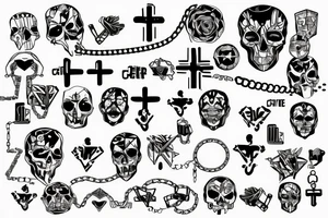 cyber-sigilism with crosses and chains tattoo idea