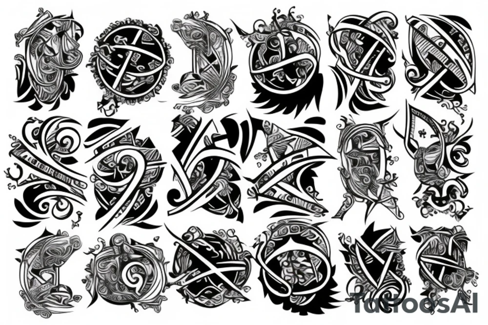 cyber abstract ornamental tattoo idea
