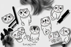 Girl hugging a Scottish fold cat tattoo idea