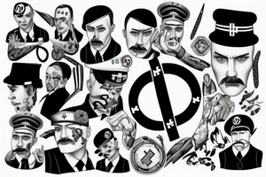 hay un dibujo de hitler con culebras con tattoo idea
