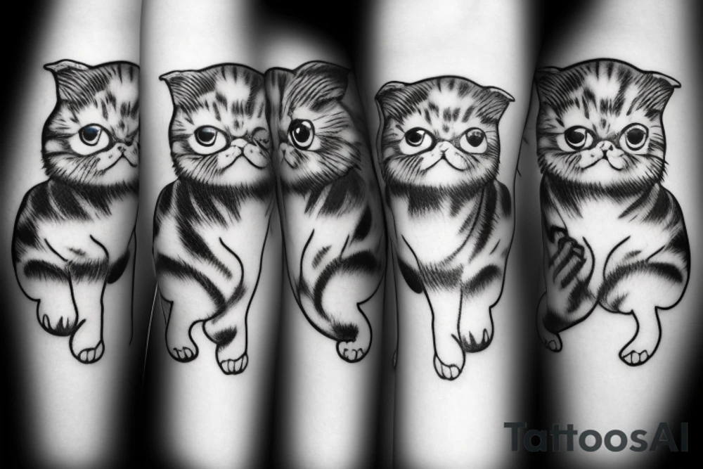 Girl hugs a Scottish fold cat tattoo idea
