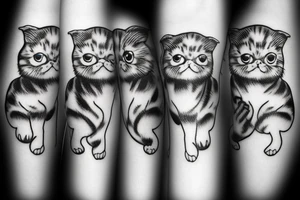 Girl hugs a Scottish fold cat tattoo idea