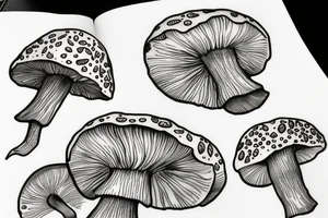 Mushrooms that go in line and are connected with moss tattoo idea