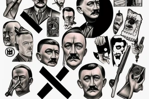 hay un dibujo de hitler con una bereta arma tattoo idea