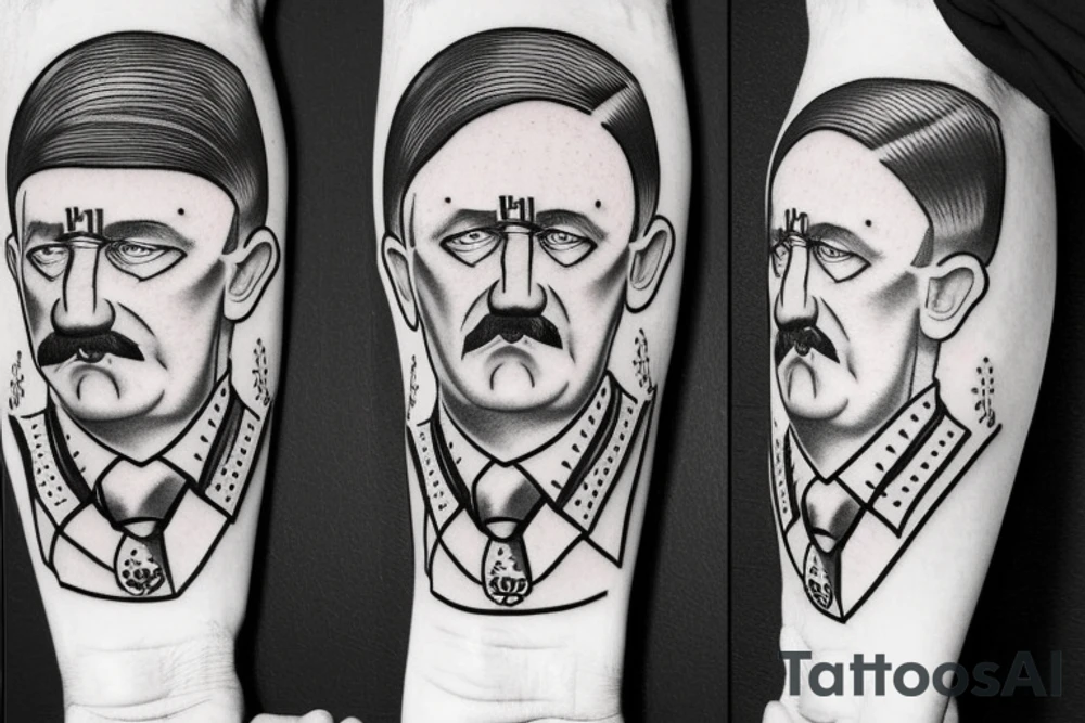 hay un dibujo de hitler con una bereta arma tattoo idea