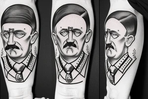 hay un dibujo de hitler con una bereta arma tattoo idea