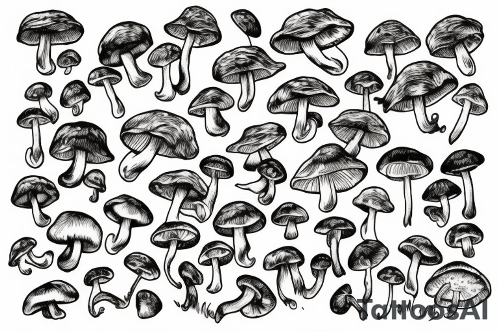 Mushrooms that are connected with moss tattoo idea