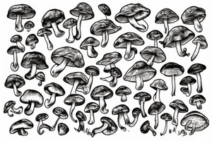 Mushrooms that are connected with moss tattoo idea