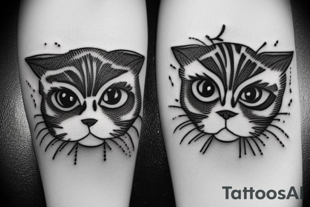 Scottish fold cat tattoo idea