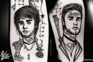 justin beiber con un cuchillo tattoo idea