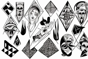 full arm tattoo symetrical and with absurdist tattoo idea