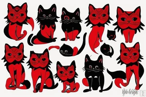Red and black persian cat tattoo idea