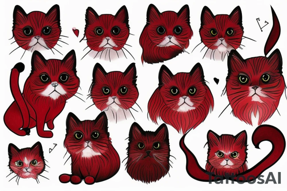 Red and black persian cat tattoo idea