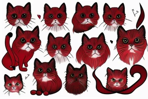 Red and black persian cat tattoo idea