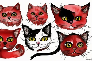 2 cat: Red and black persian cat tattoo idea