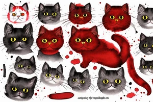 2 cat: Red and black persian cat tattoo idea