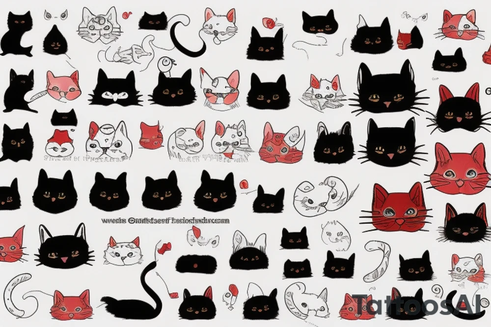 2 cat: Red and black persian cat tattoo idea
