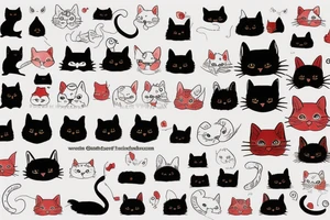2 cat: Red and black persian cat tattoo idea
