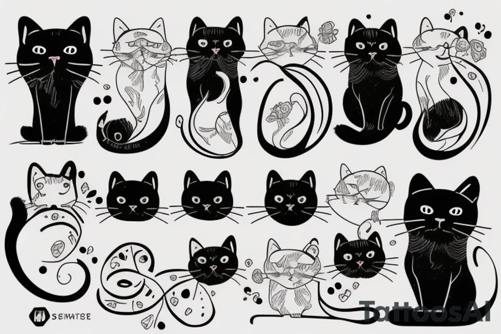 2 cat: Red and black persian cat tattoo idea