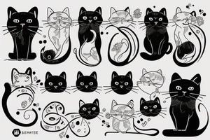 2 cat: Red and black persian cat tattoo idea