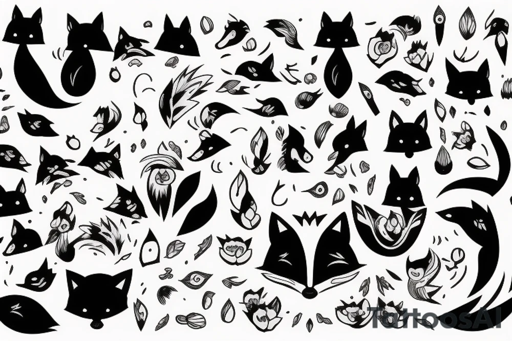Black fox smoking tattoo idea