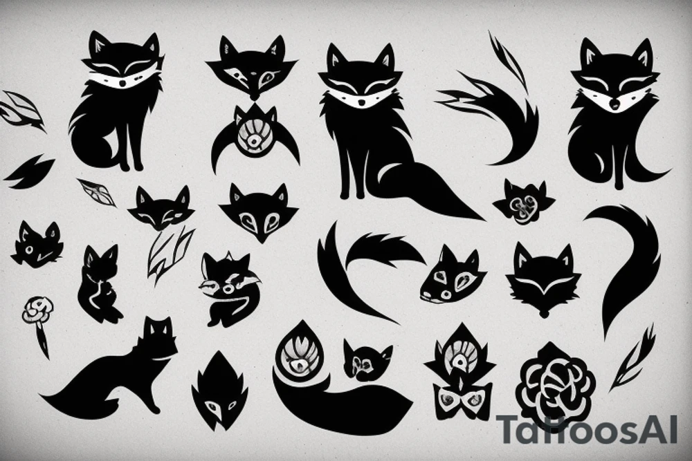 Black fox smoking tattoo idea