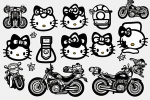 Hello kitty driving on motorbike tattoo idea