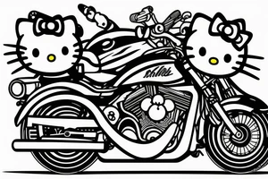 Hello kitty driving on motorbike tattoo idea