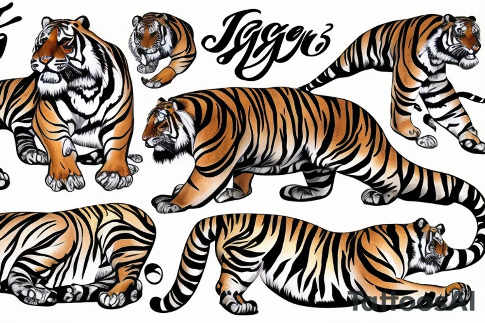 Tiger tanning on the beach tattoo idea