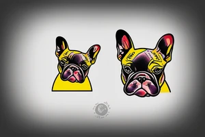 French bulldog tanning on the beach tattoo idea