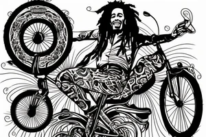 Bob Marley riding unicycle tattoo idea