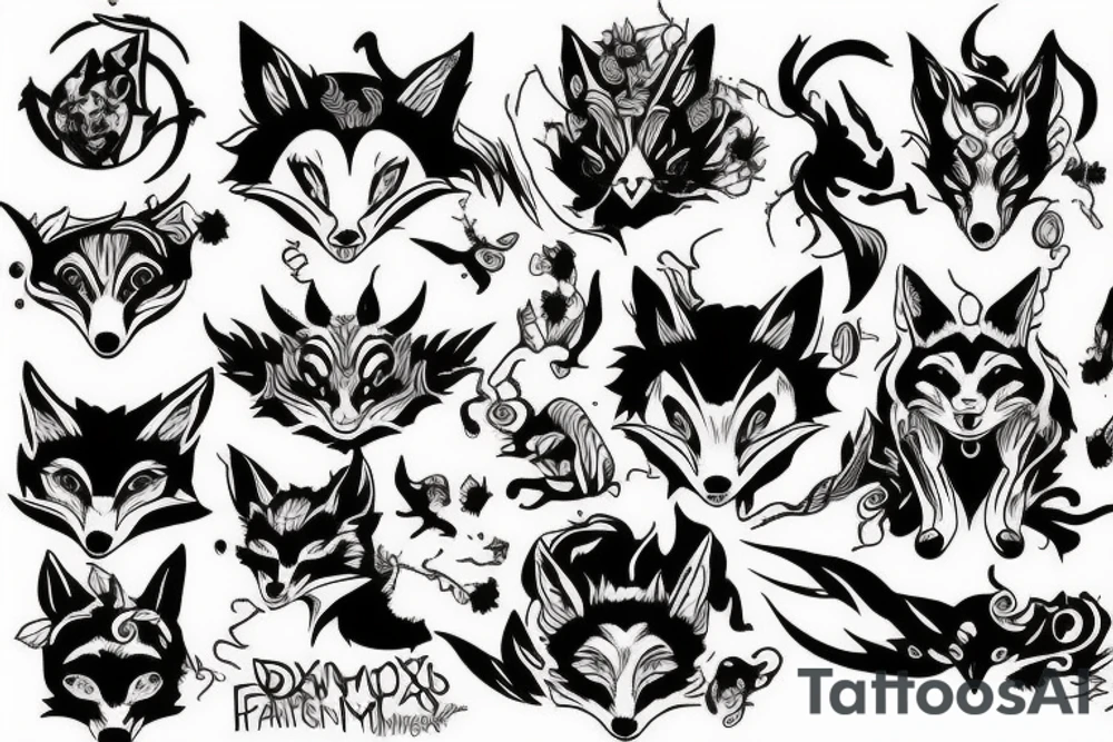 Demon fox tattoo idea