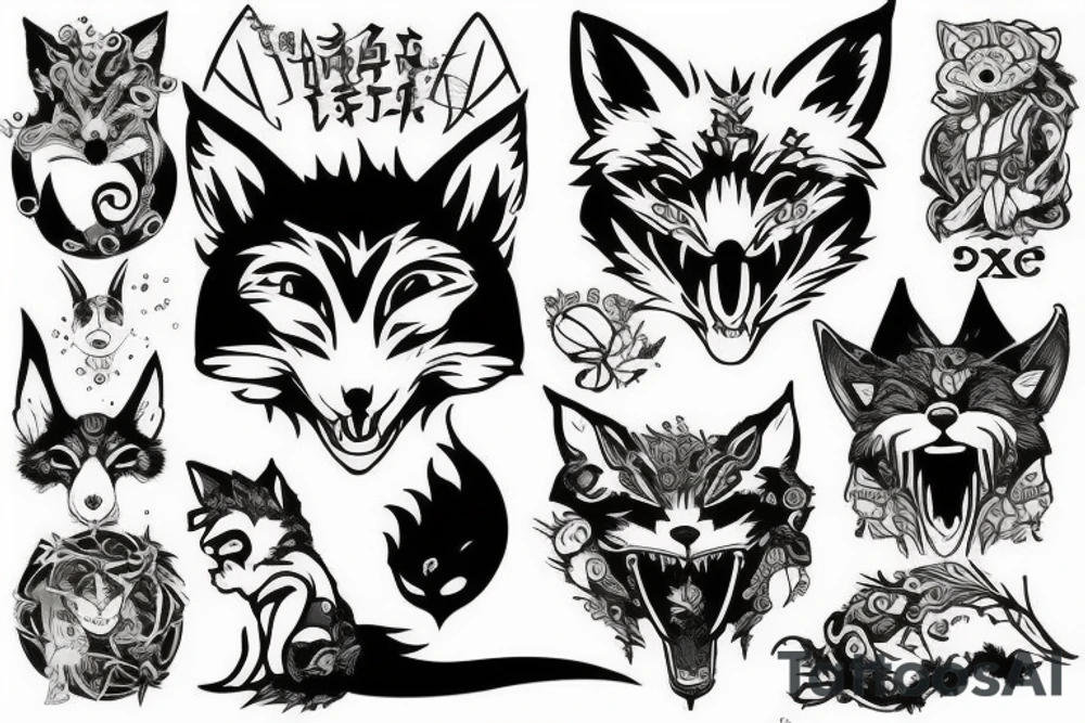 Demon fox tattoo idea