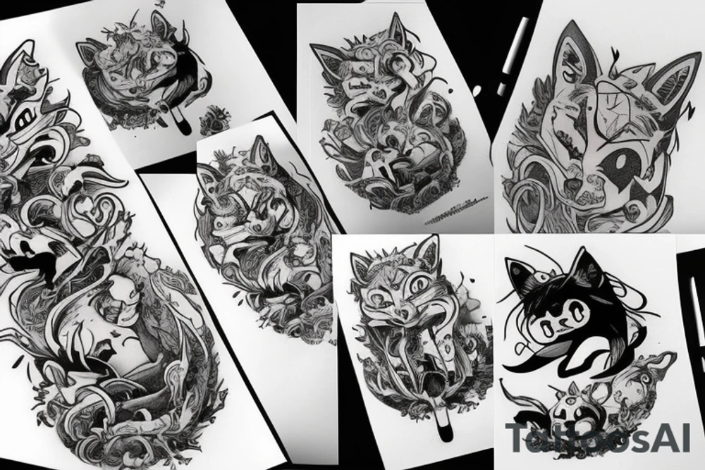 Demon fox tattoo idea