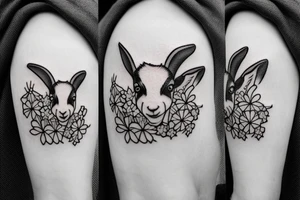Happy baby goat, creeping phlox flower tattoo idea