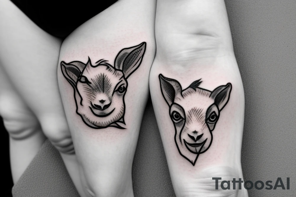 Happy baby goat, creeping phlox flower tattoo idea