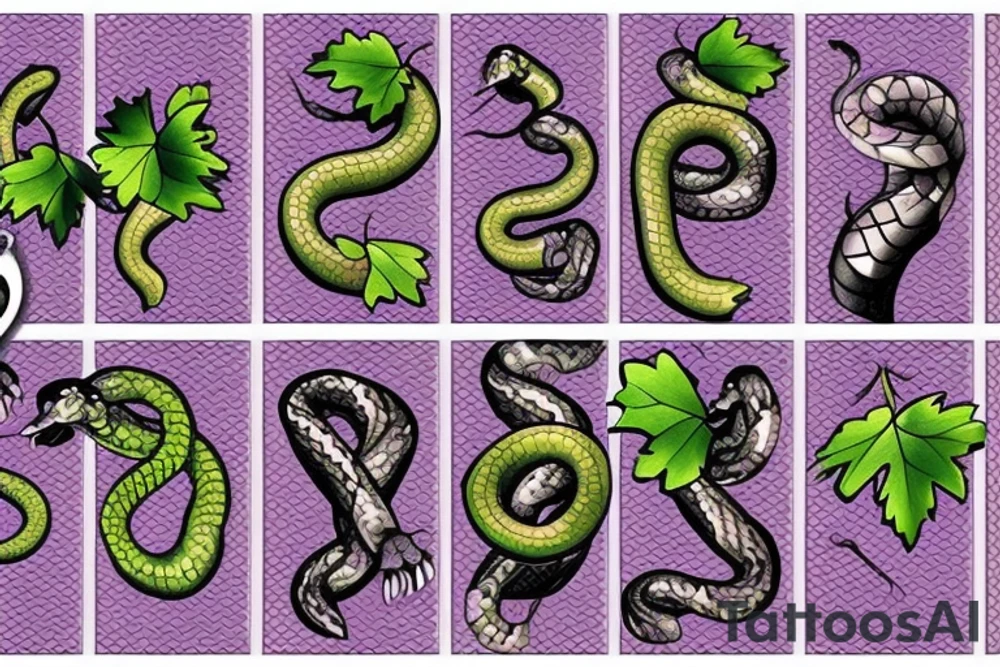 Grape bunch with snake going through tattoo idea