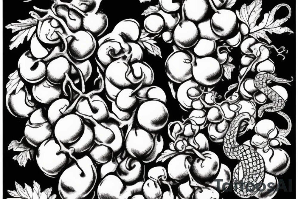 Grape bunch with snake going through tattoo idea