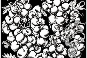 Grape bunch with snake going through tattoo idea