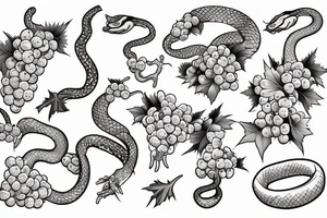 Grape bunch with snake going through tattoo idea