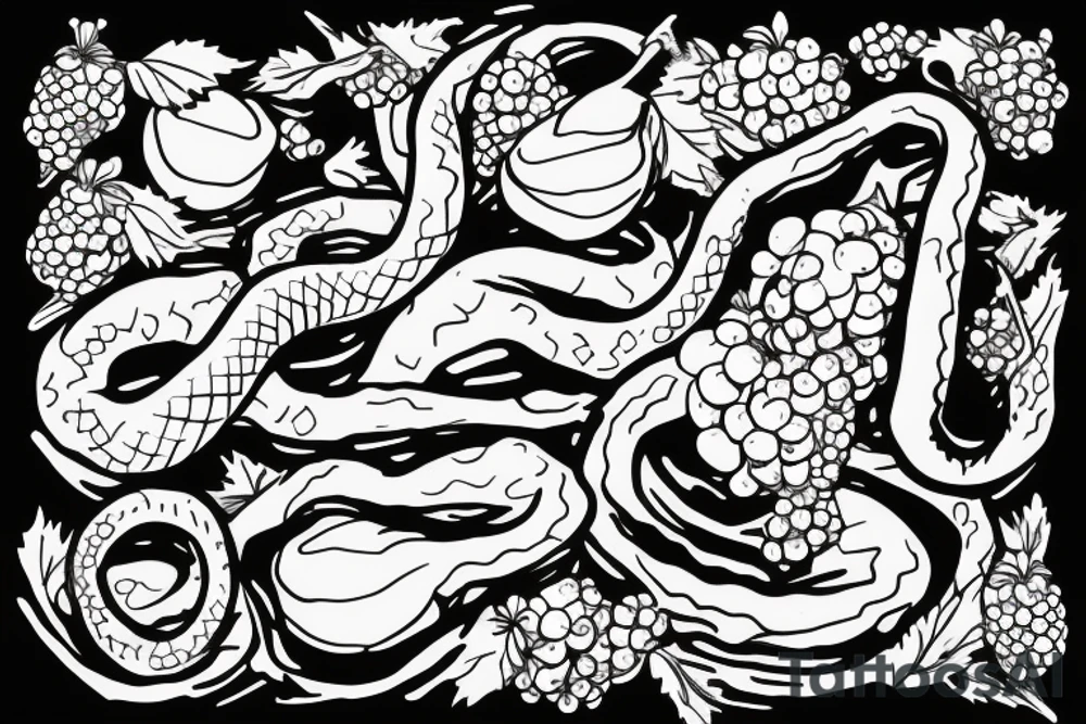 Grape bunch with snake going through tattoo idea