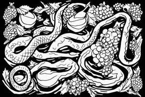 Grape bunch with snake going through tattoo idea