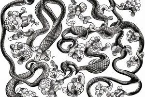 Grape bunch with full snake wrapped around tattoo idea