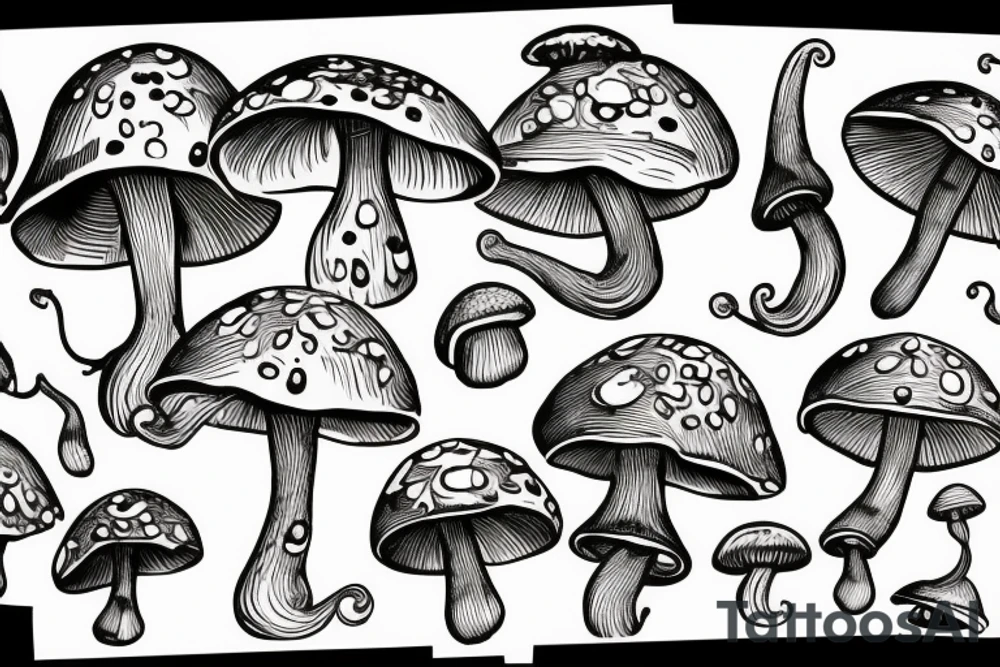Poison mushroom with snail on top tattoo idea