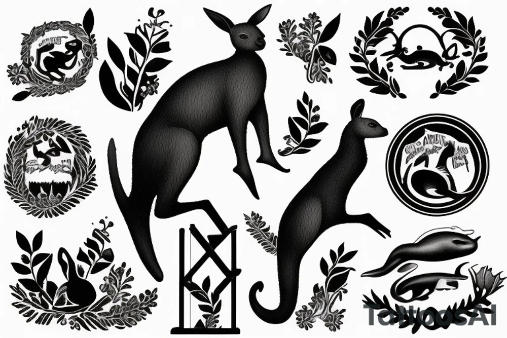 Kangaroo jumping off of diving board tattoo idea