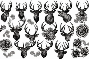 Deer with big horns in chains and roses tattoo idea